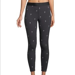 Alala Base Leggings Tights Palm tree embroidered Cropped High Rise Navy Blue